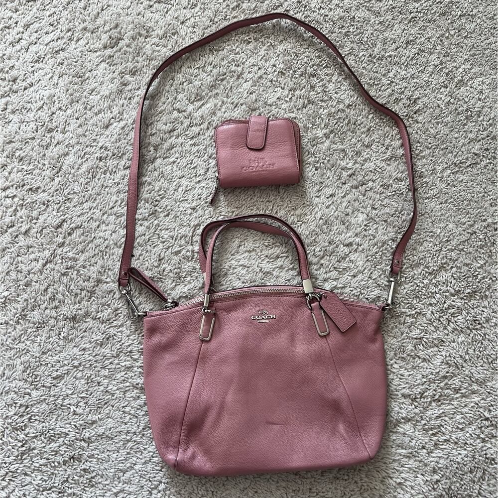 Coach Vintage Kelsey Satchel Pink Pebbled Leather Crossbody Purse w/ Wallet - Picture 1 of 16